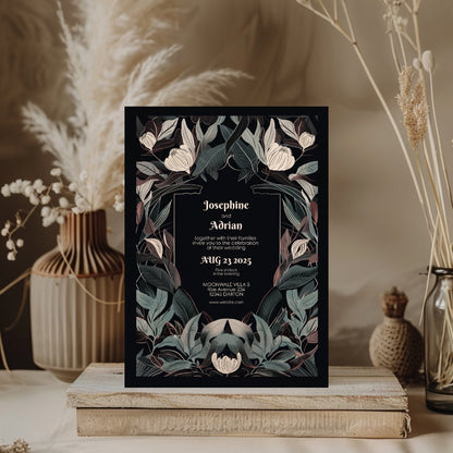 Mystical Gothic Crest Garden Wedding Invitation
